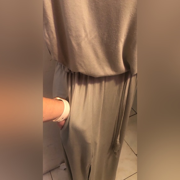 MainStrip Sage, Boat Neckline, Double Slit Maxi Dress. Will fit SZ Small & Med - Picture 14 of 16